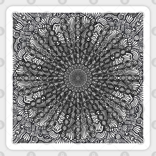 Zentangles Mandala, Black and White Digital Illustration Sticker by cherdoodles